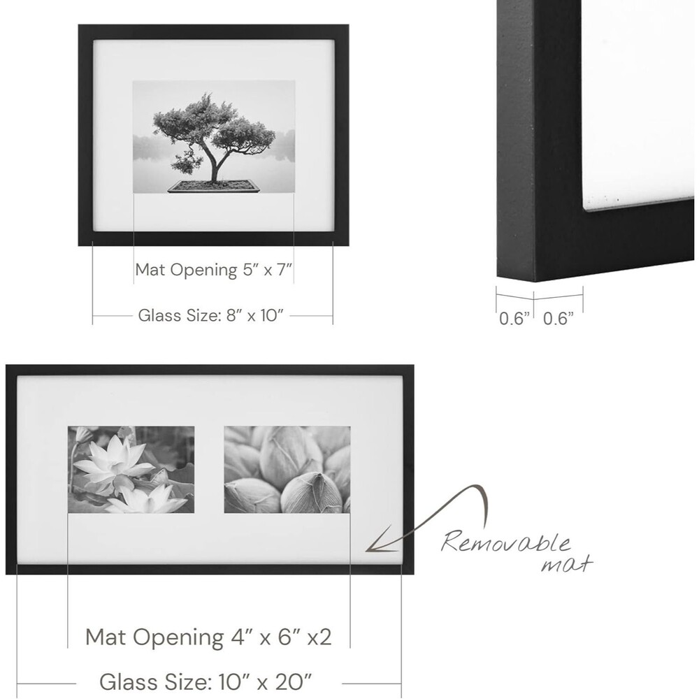Gallery Perfect 9 Pc Black Photo Frame Gallery Kit Decorative Art Prints Set NEW - Picture 14 of 16